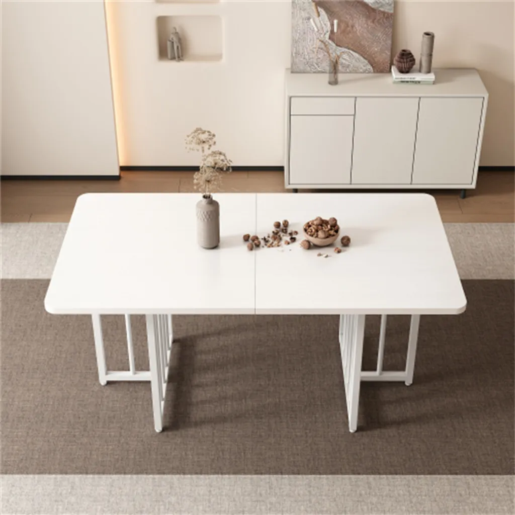 Table massive blanche stable et facile à installer 158 x 76 cm AIORBER