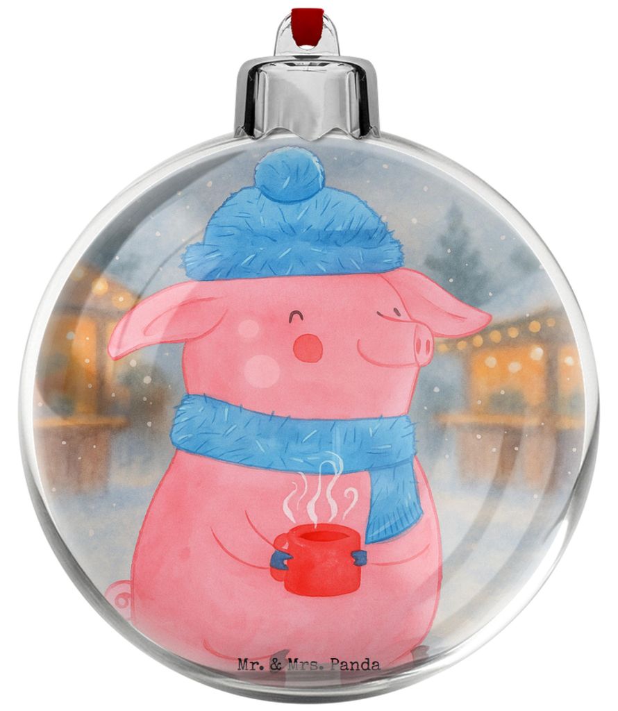 Mr. & Mrs. Panda deko kugel Schwein Glühwein Design - Weiß - Geschenk, weihnachtskugeln, christbaumkugeln, Glühschwein, Weihnachtskugel Kunststo...