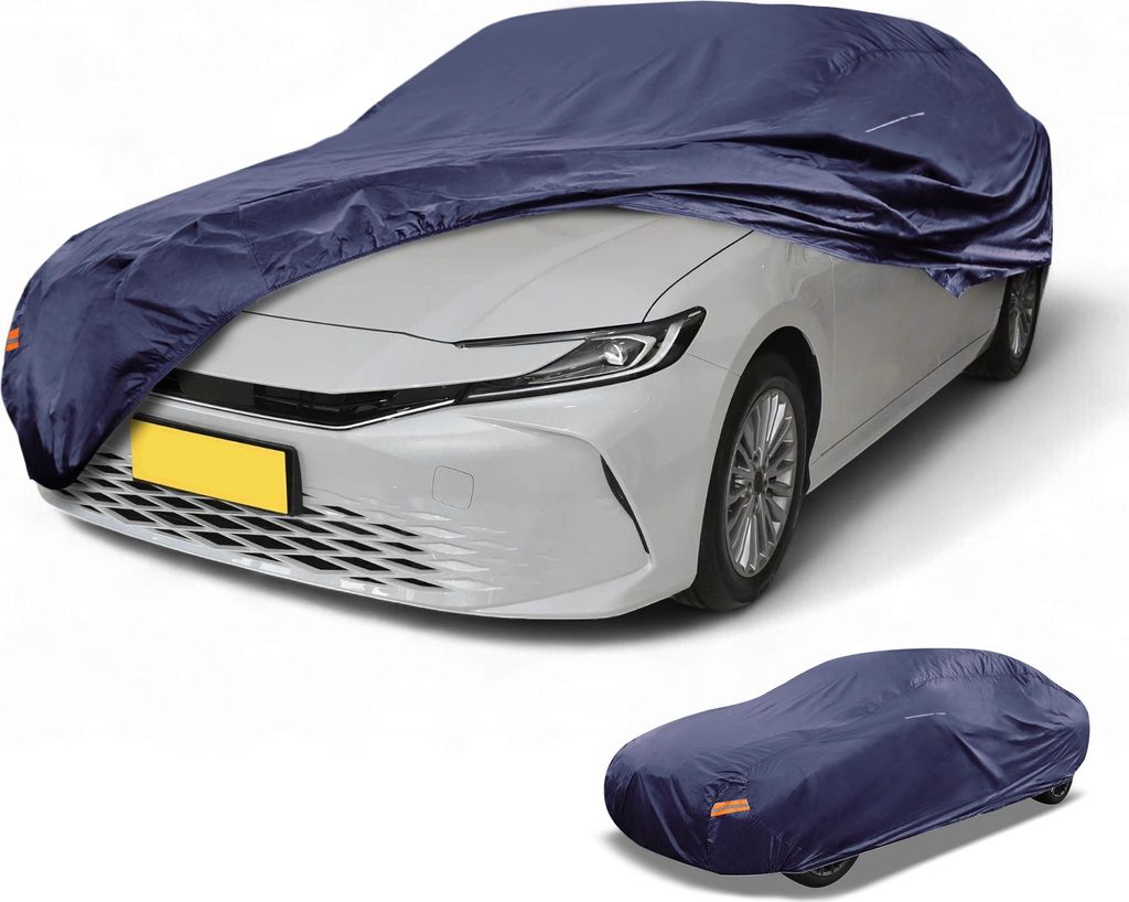1 Stk Universal Autoabdeckung Wasserdicht Alle Wetter Automotive Outdoor Sonnenregen Schutz Vollständige Außenabdeckung 190T-PU Marineblau Passen...