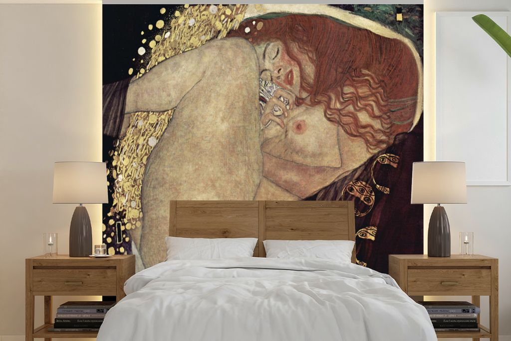 MuchoWow Fototapete für Wohnzimmer oder Schlafzimmer Wandtapete Vinyl Motivtapete Danaë - Gustav Klimt - 240x240 cm - Schlafzimmer-Tapete