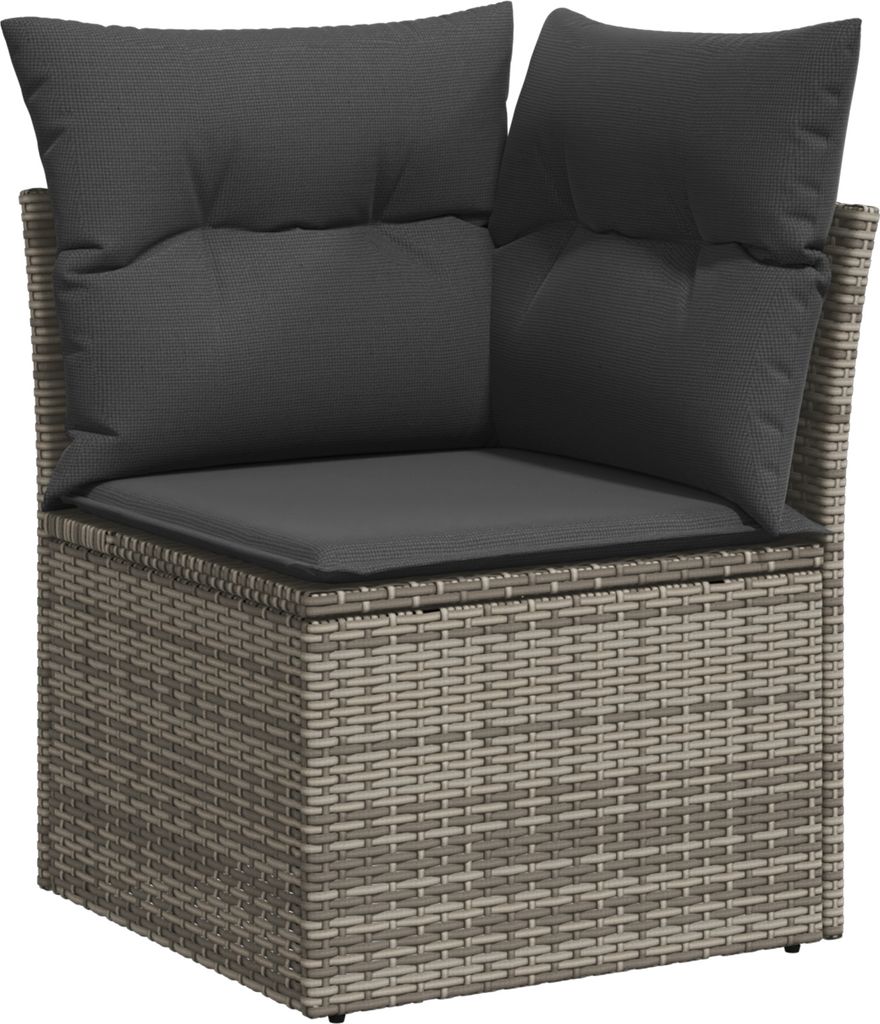 Desgin 9-teiliges Garten Sofa Set mit Kissen Grau Poly Rattan Akazie - Gartensofas 3364613