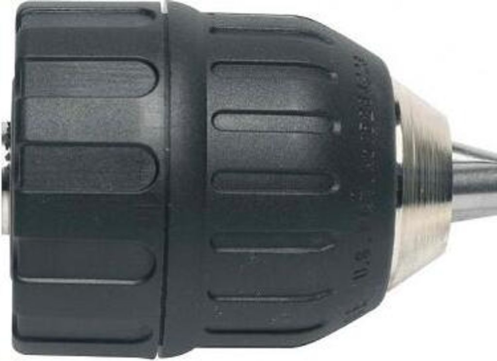 A close-up side view of a drill chuck.