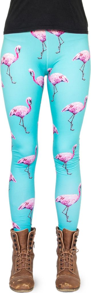 cosey - Flamingo Line -Leggins (Einheitsgröße) - Design Flamingos Türkis