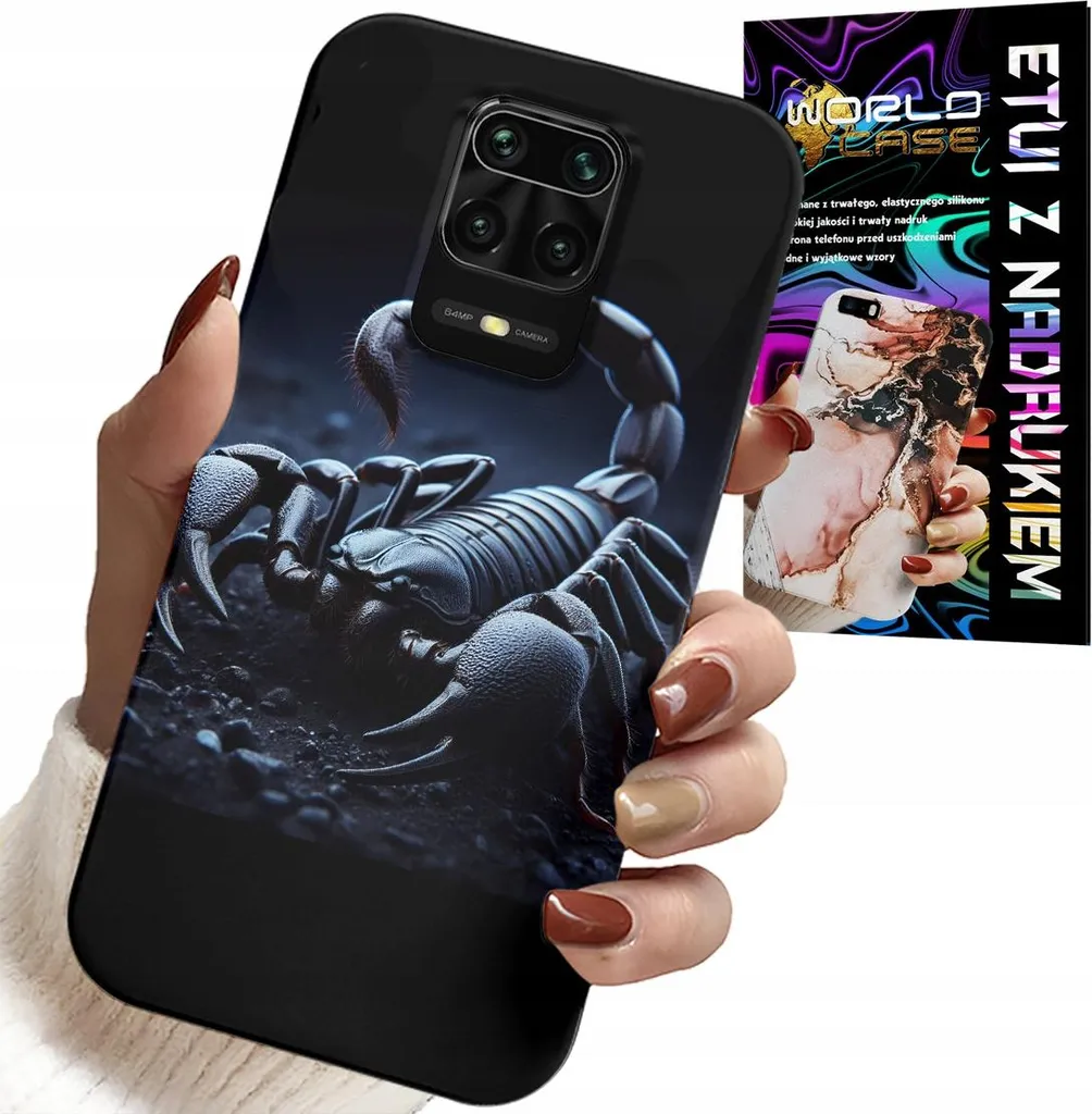 Custodia Xiaomi Note 9S / Pro Design Scorpione + Film Idrogel Anti-Graffio