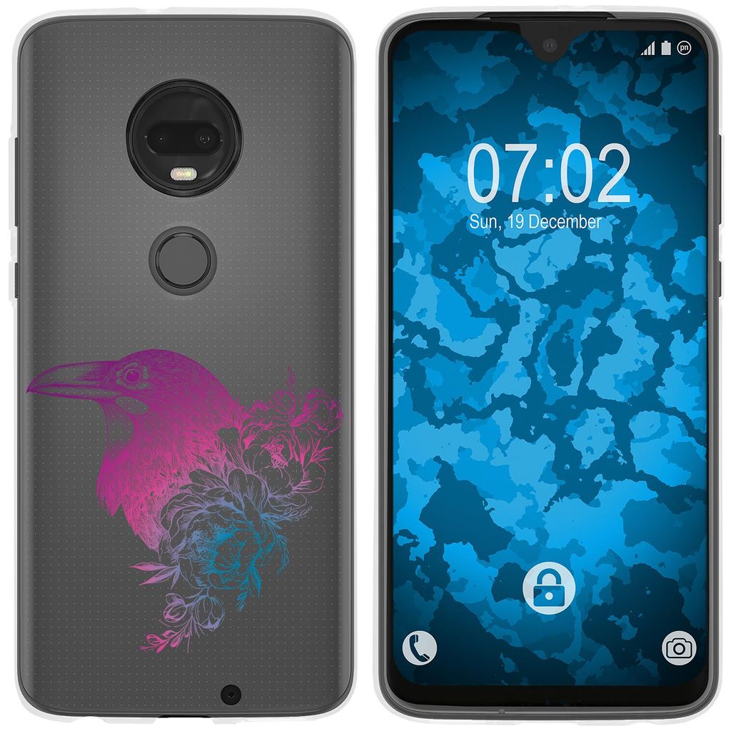 PhoneNatic Case kompatibel mit Motorola Moto G7 Silikon-Hülle Floral Rabe M4-6