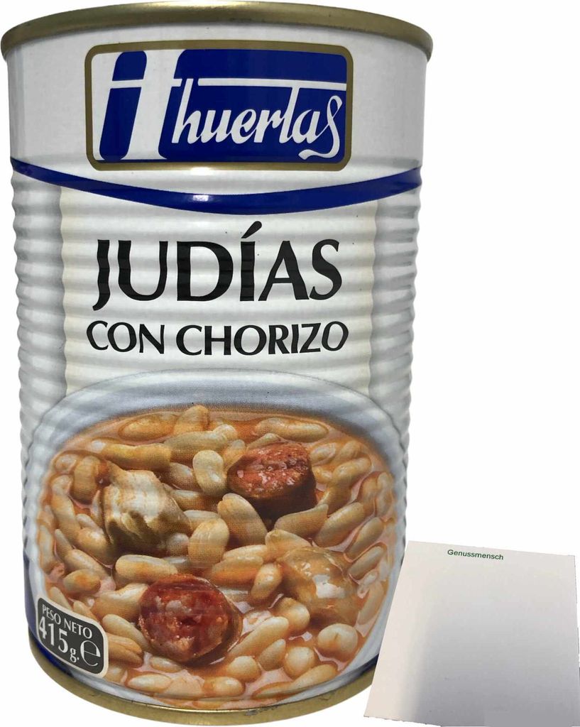 huertas Judias Con Chorizo (Bohnen mit Paprikawurst) (415g Konserve) + usy Block