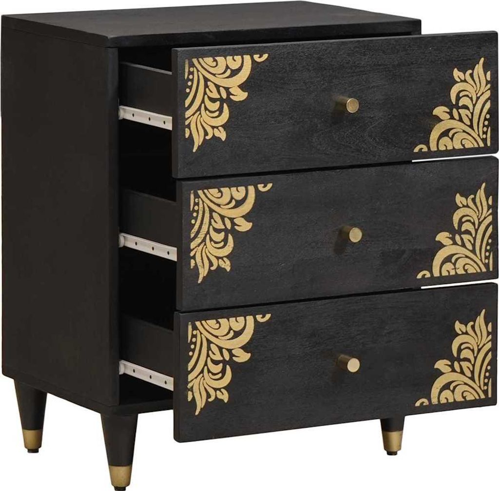 vidaXL Nachttisch Schwarz 50 x 33 x 62 cm Massivholz Mango