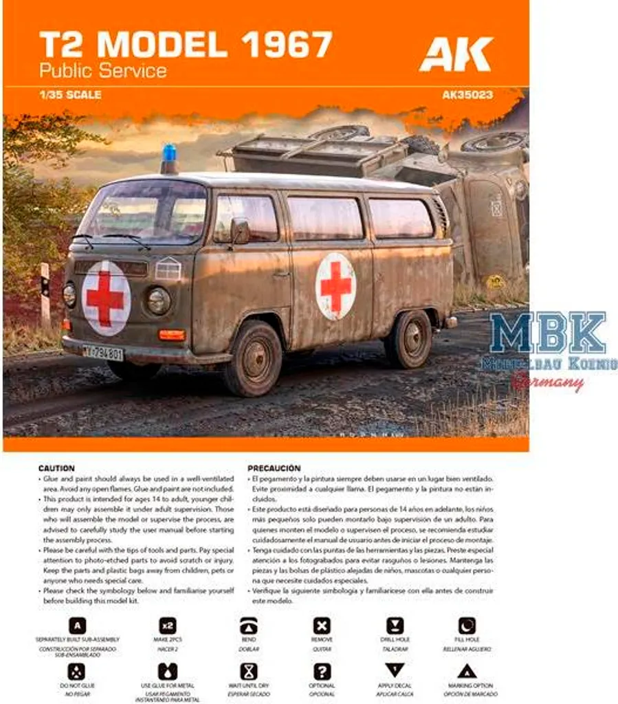 Maquette Automobile T2 Modèle 1967 Service Public AK-35023 Échelle 1/35 - 2
