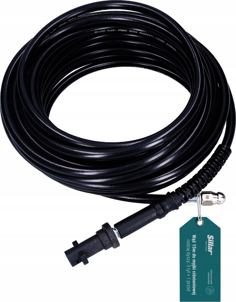 Rohrreinigungsschlauch Hochdruckschlauch 15m, 200 bar, 60 °C für alle Kärcher Hochdruckreiniger K2 K3 K4 K5 K7