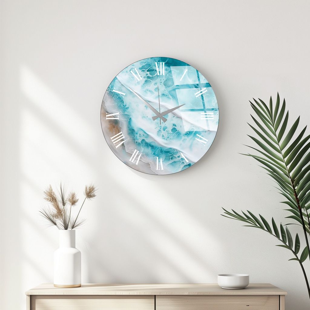 Opviq, Huhu340 – 40 x 40, dekorative Wanduhr aus Glas, Produktbild 