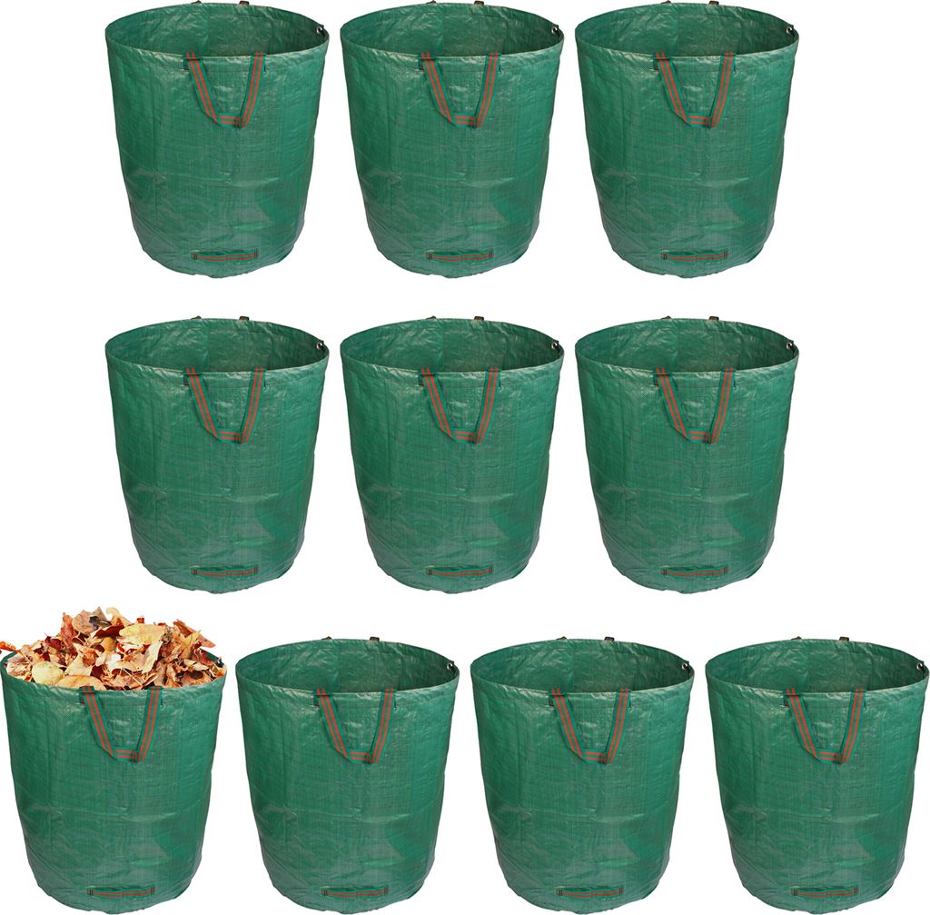 NYVI Gartenabfallsack LeafNow 10x 272L - Stabil, Selbstaufbauend, Wasserdicht, Faltbar, Reißfest - Laubsack 76x67 cm Groß, 4 Tragegriffe - Garten...