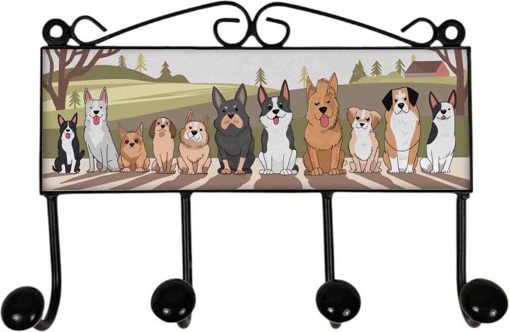 Hunde Kleiderhaken Leiste mit 4 Haken für Hundeliebhaber