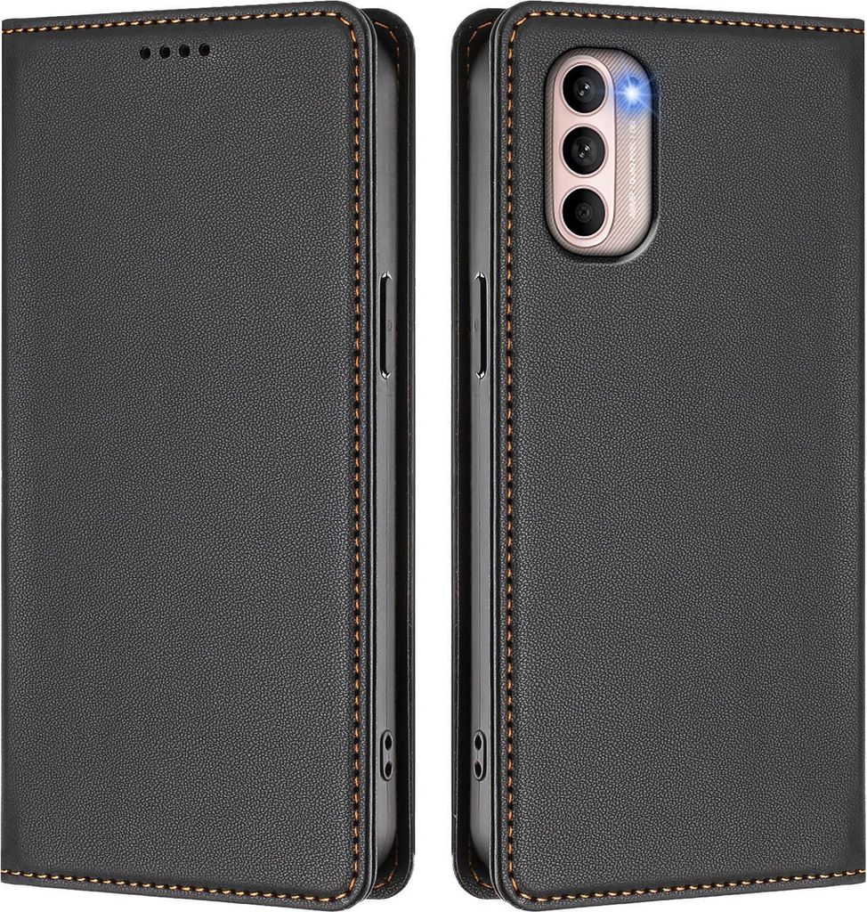 Handyhülle für Motorola Moto G41 / Moto G31, Kunstleder Klapphülle Stoßfeste Magnetische Hülle mit Ständer Schwarz