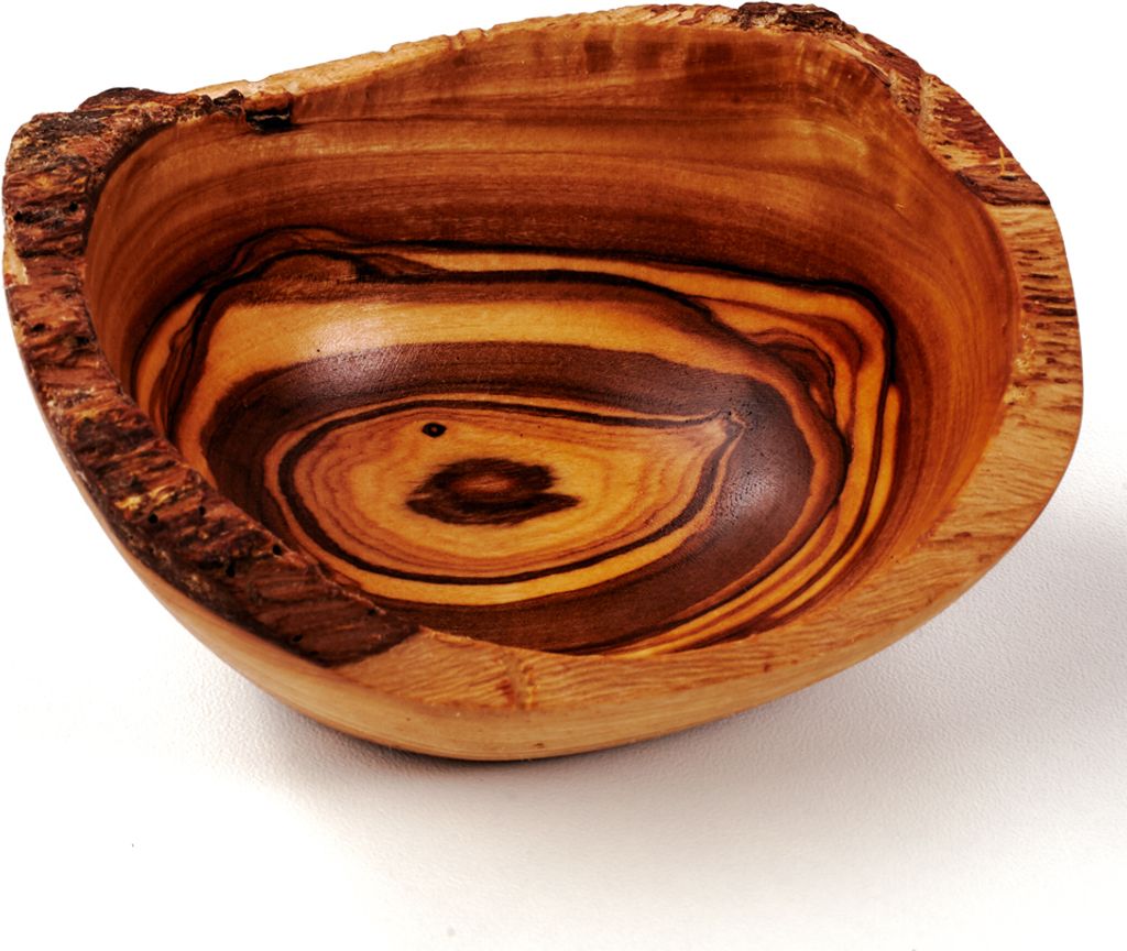 Schälchen aus Olivenholz, oval mit Naturrand 14 cm