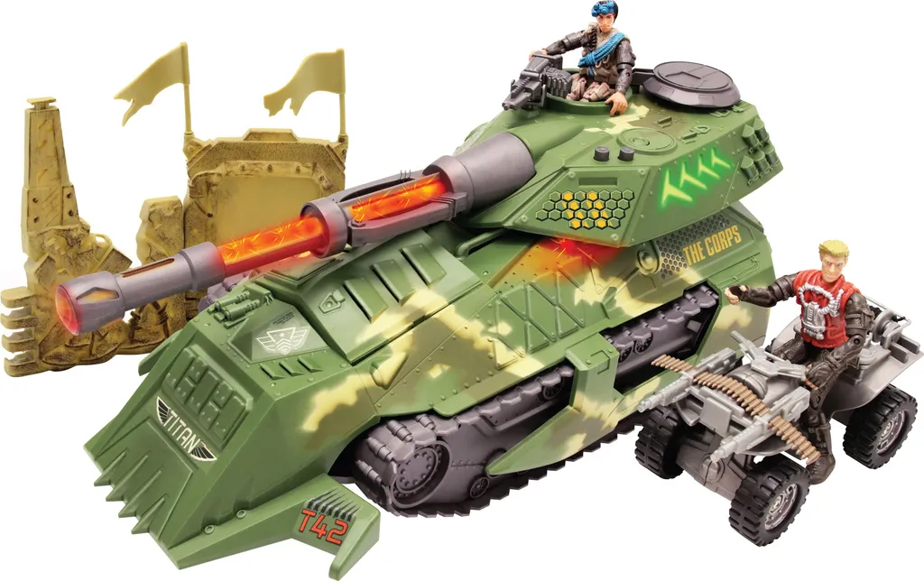 Pack tank Wiky The Corps ! 39cm et 2 soldats solides pour enfants