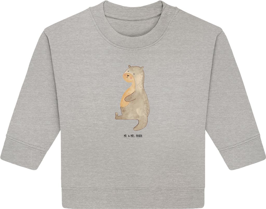 Mr. & Mrs. Panda Organic Baby Pullover Otter Bauch 24. - 36. Monat - Heather Grey - Geschenk, voll Gefuttert, Essen. Foodlover, Sportmuffel, Seeott...