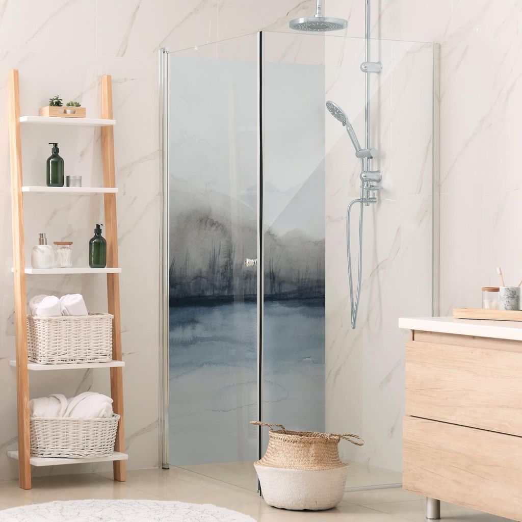 Duschrückwand originell selbstklebend - 0.35 mm Wandpaneel wasserfest Design grau Abstrakt Badrückwand fugenlos Smart matt 90x200 cm