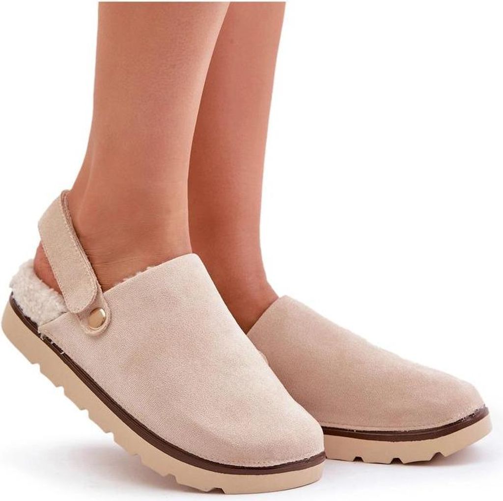 Damen Hausschuhe Auf Dickem Sohlen Mit Fell Und Schnalle Schwarz Linneola 36