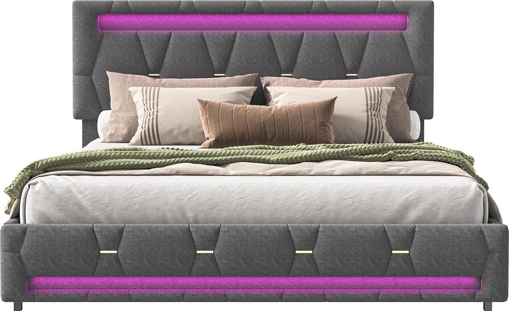 Čalúnená posteľ Fortuna Lai 140x200 cm v sivej farbe, Obrázok produktu 
