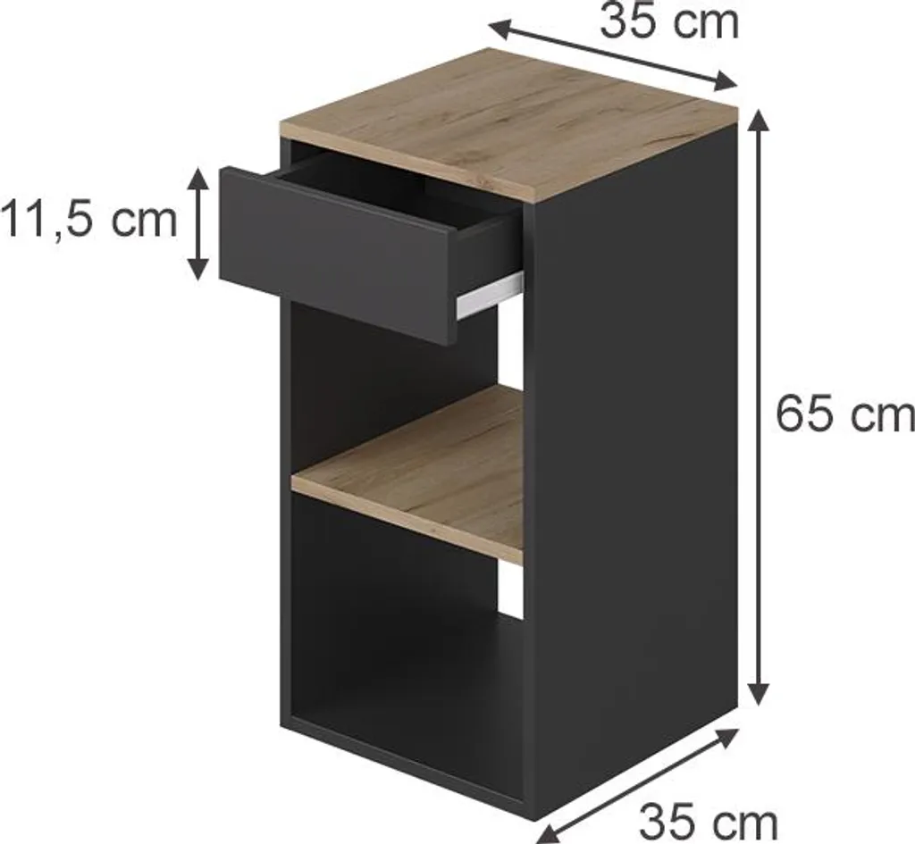 Table de nuit Vicco Dany stable et robuste Anthracite/Chêne Doré Set de 2