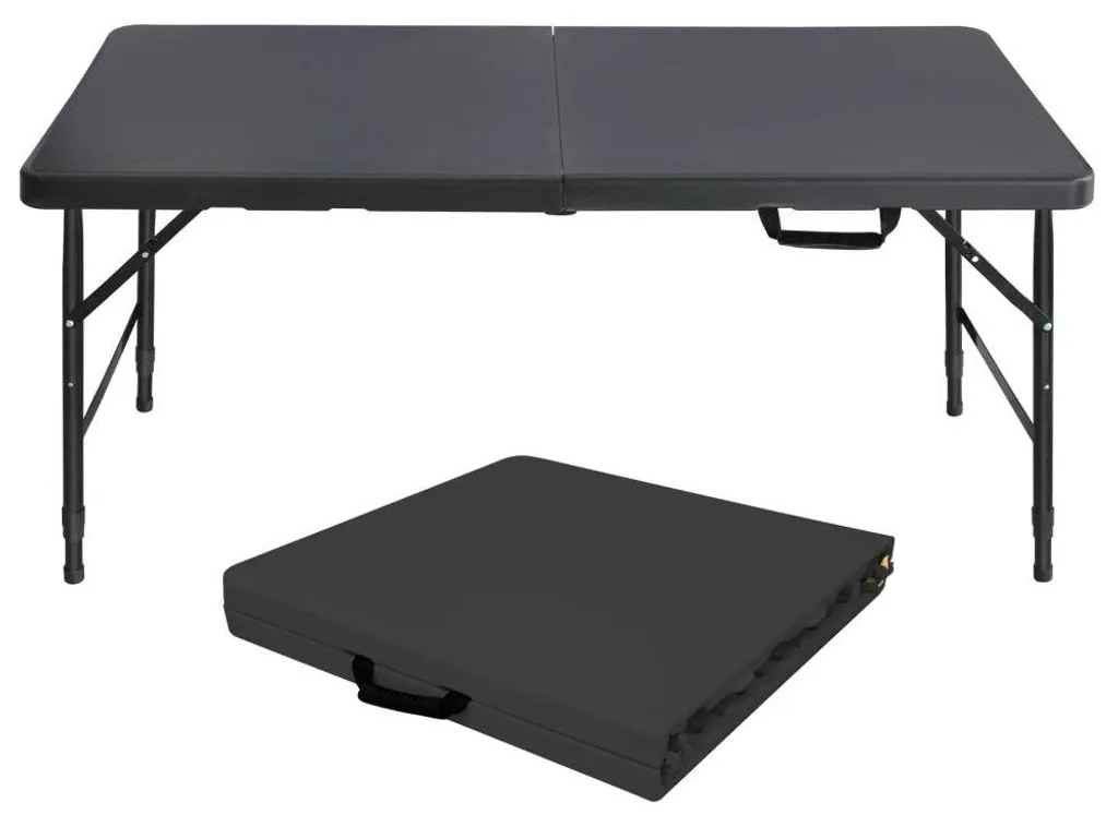Table d'appoint pliante et réglable noire, mobilier robuste multifonction