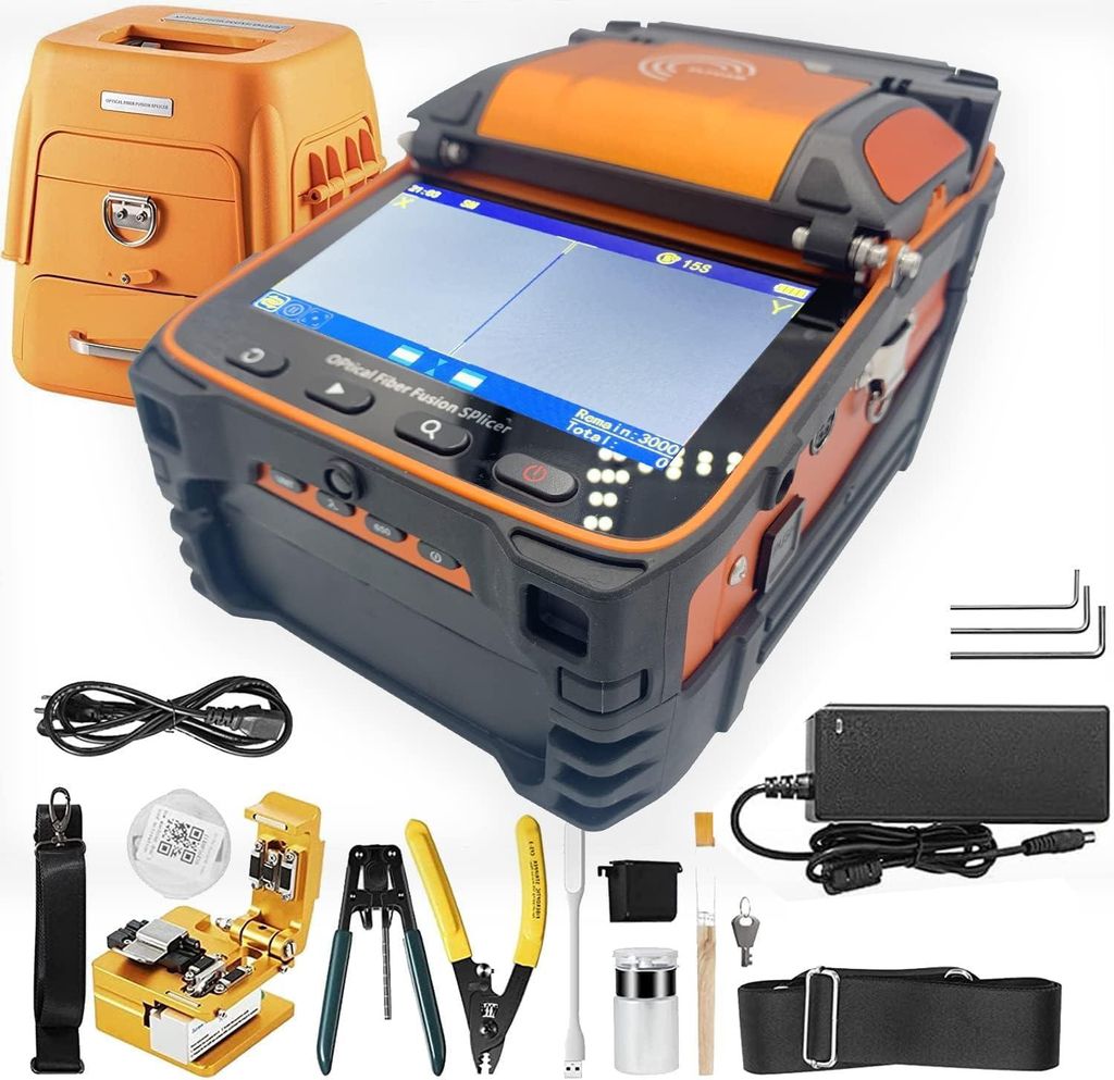 Elfcam – Glasfaser Spleißgerät Ai9 Kit – Automatisch Herz Zu Herz – 6 Motoren – Beleuchtung & Fotometer – Touchscreen - Glasfaser-Schwe...