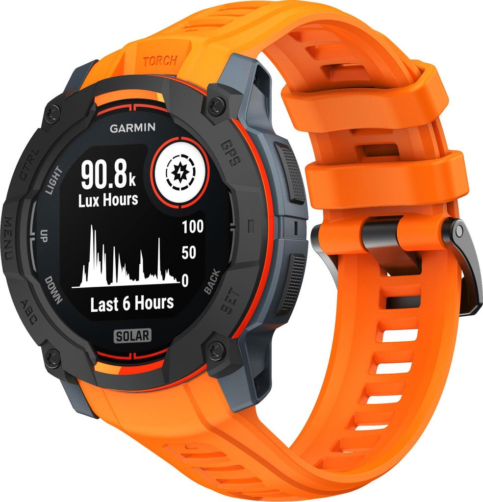 Strap-it Smartwatch Silikonarmband 'Perfekte Passform' - geeignet für größere Garmin Instinct 3 - 50mm (orange)