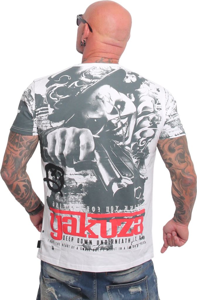 Yakuza Herren Deep Down Allover Regular T-Shirt, Weiß, 4XL