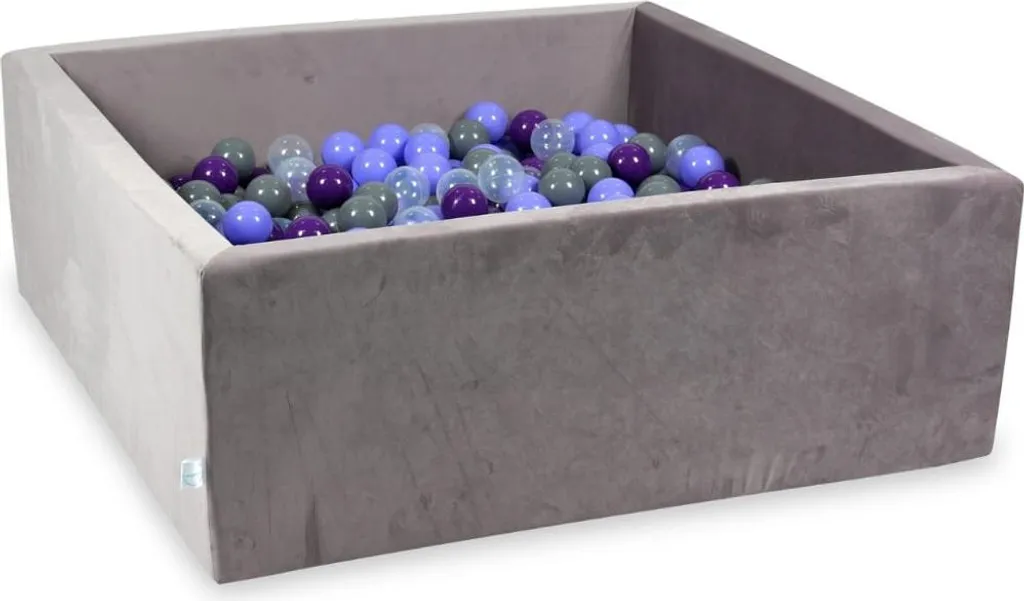 Piscine à balles sécurisée en velours doux lilas 110x110 cm - 600 boules