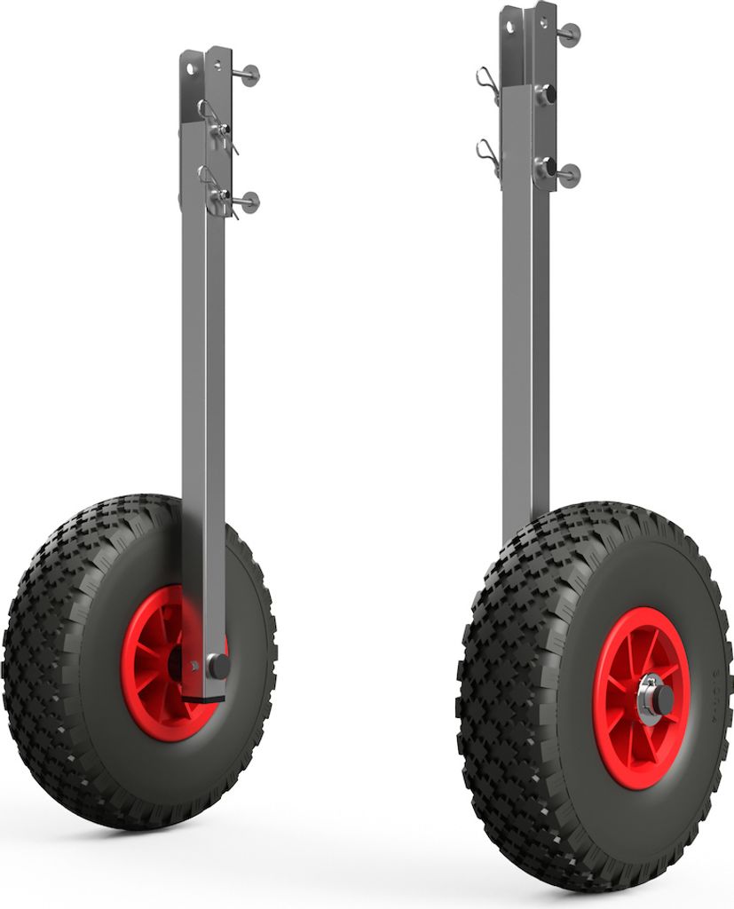 Heckräder Slipräder Schlauchbooträder Transporträder klappbar Edelstahl SUPROD ET260, schwarz/rot