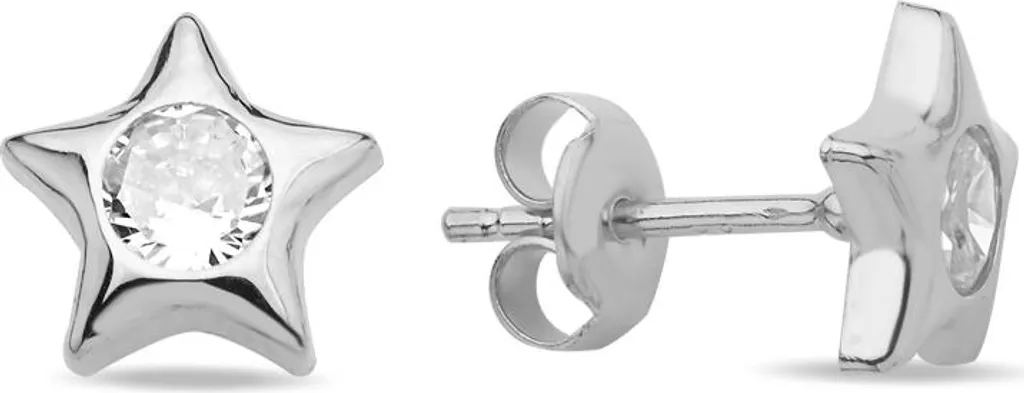 Boucles d'oreilles argent rhodié anti-ternissement avec oxyde étoile
