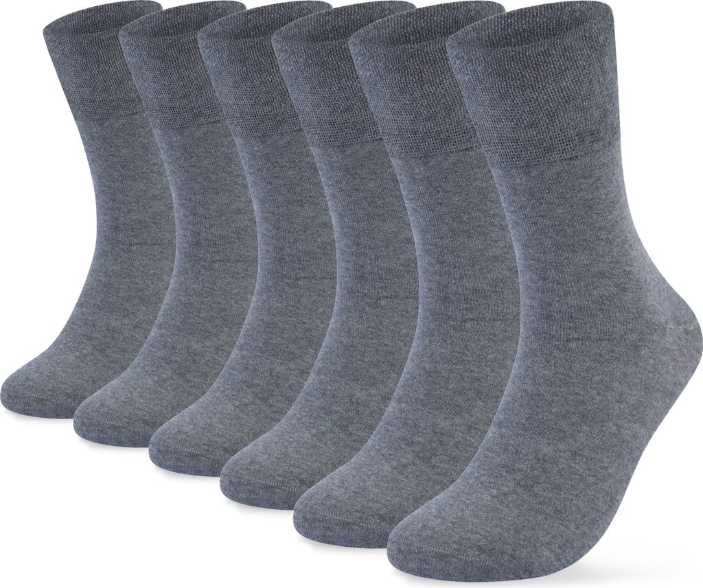 Gesundheitssocken 6 Paar Herren & Damen Socken ohne Gummi und ohne Naht Diabetiker geeignet - 26805 Grau 43-46