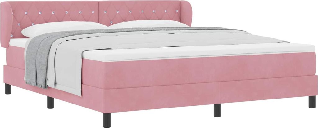 Boxspringbett mit Matratze mit Kopfteil Rosa 180 x 200 cm Samt