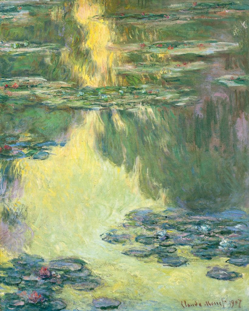 Claude Monet Kunstdruck Bild - Seerosen, 1907 (Grün-Gelb) (50 x 40 cm)