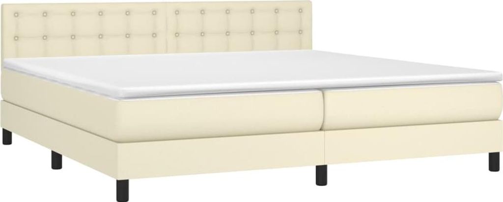 vidaXL Boxspringbett mit Matratze Creme 200x200 cm Kunstleder
