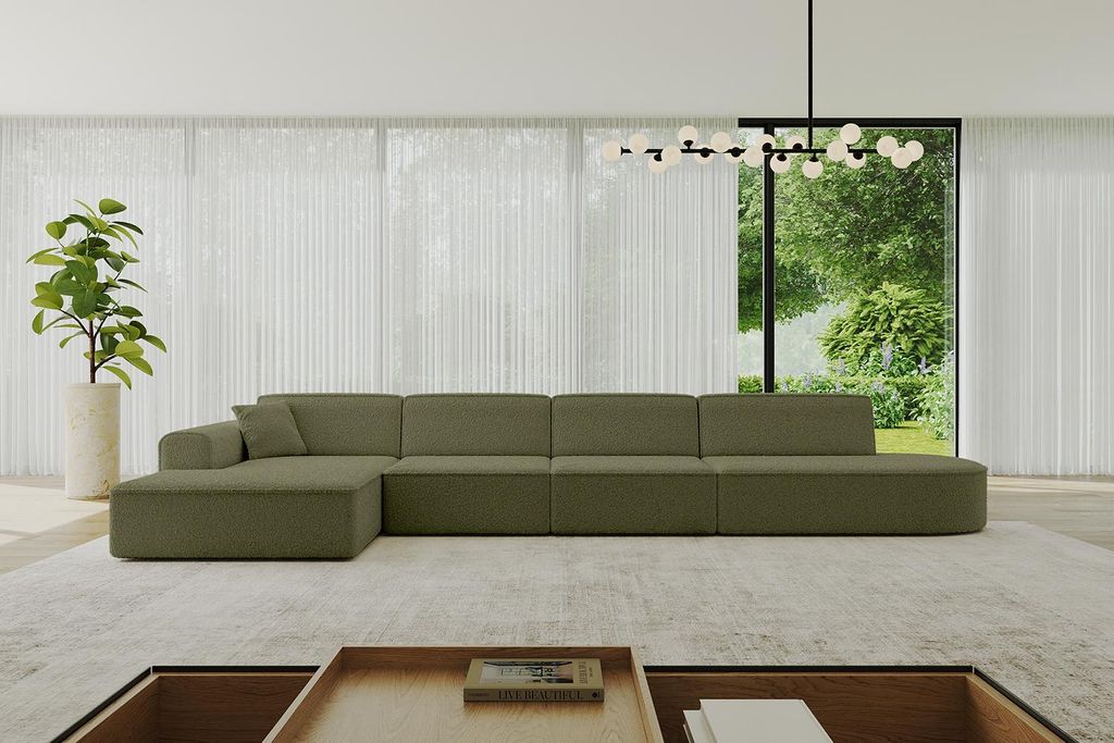 ALTDECOR Ecksofa in L-Form IREA-L3-v3 412x165x77 cm Grün Corner Sofa Eckcouch Couch Wohnlandschaft Cauchsofa