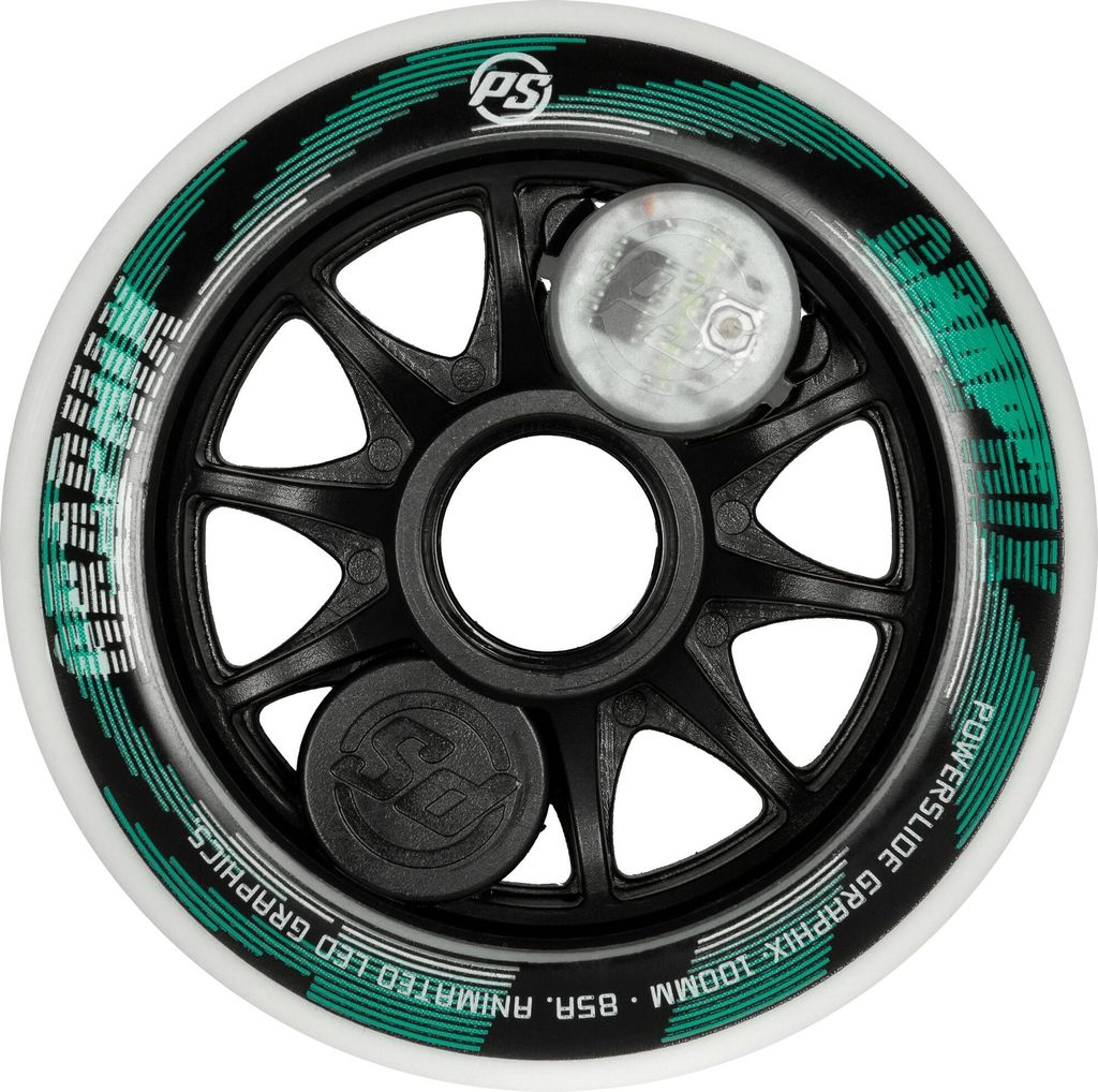 Powerslide LED Inline Skate Rollen Graphix 100 White, 100mm / 85A, wechselnde LED Grafiken, weiß, Stück