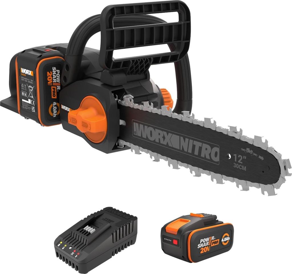 WORX Wg350e 20V Akku-Kettensäge, 30cm Führungsschiene