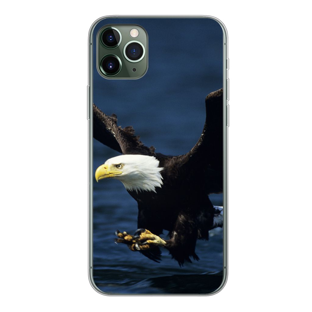 MuchoWow Handyhülle Schutzhülle Hülle für iPhone 11 Pro Max Adler - Nahaufnahme - Wasser Silikon Softcase Handy Hülle - Schutz