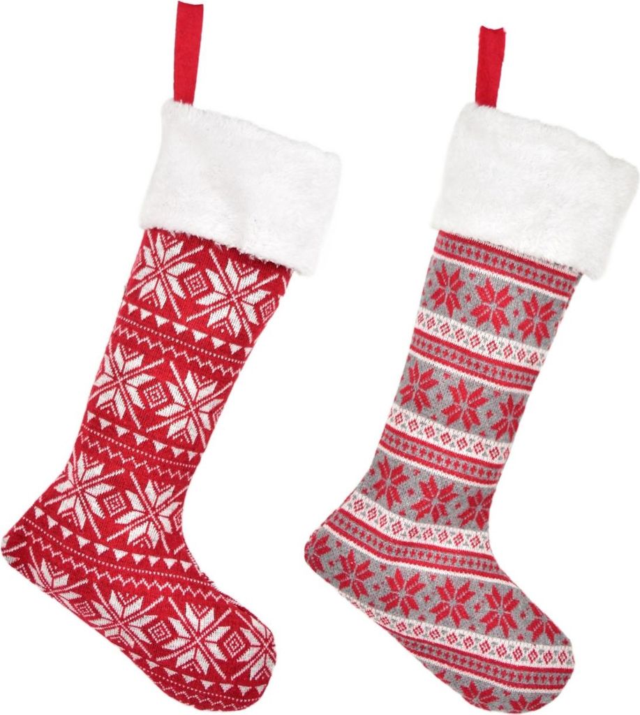 Weihnachtsstrumpf zum Sammeln von Süßigkeiten, gestrickt, 45 x 11 cm, 2er-Set