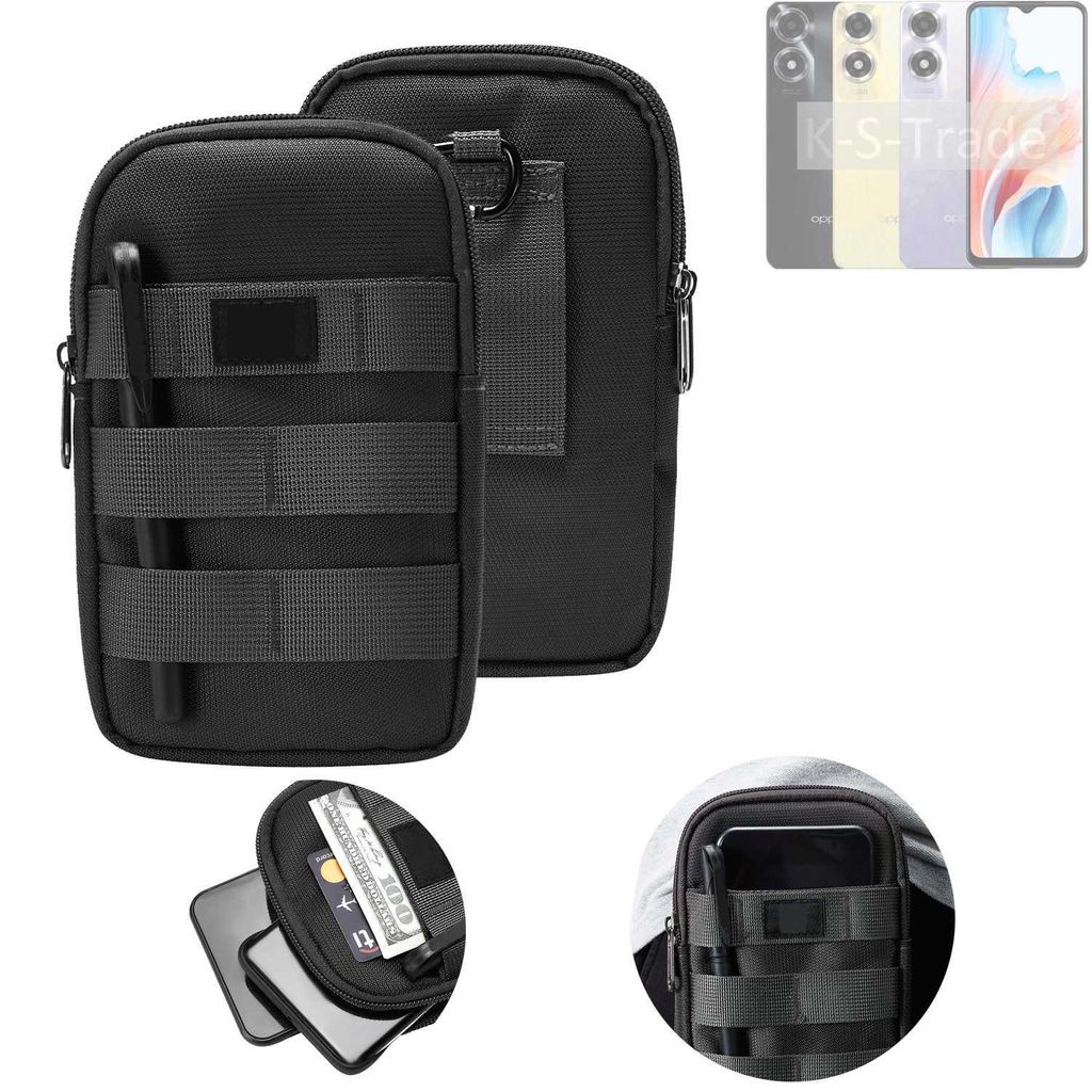 K-S-Trade Holster Gürtel Tasche kompatibel mit Oppo A2x Handy Tasche Schutz Hülle dunkel-grau viele Fächer, 1x