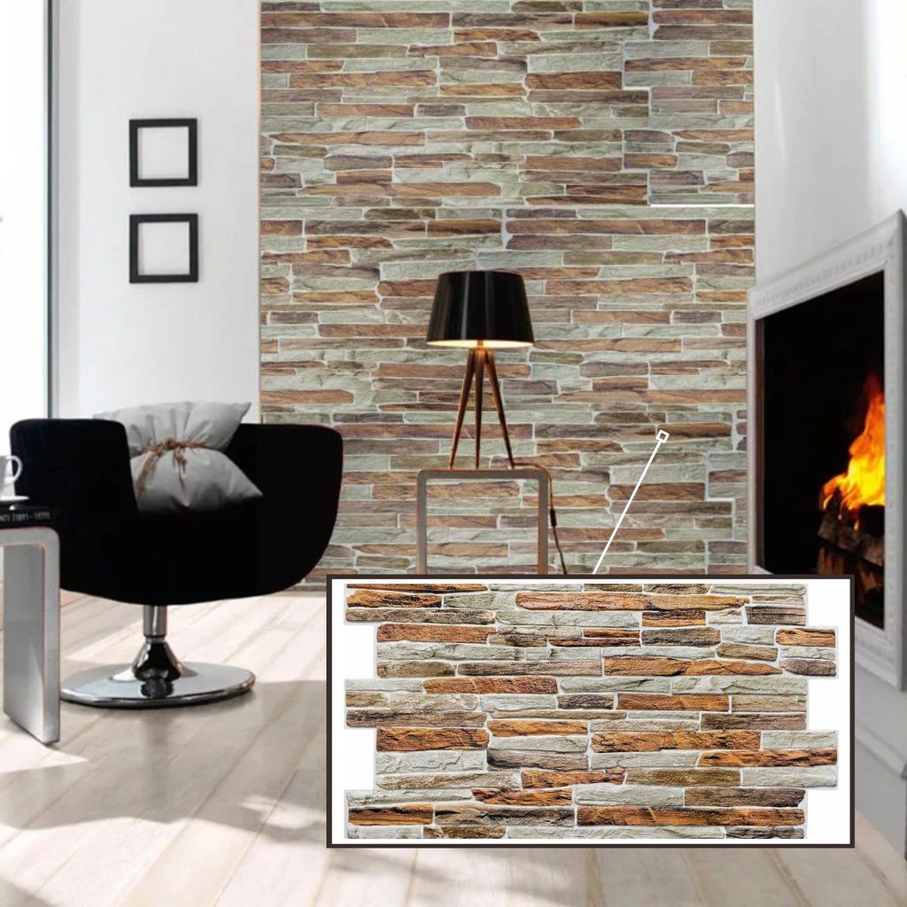 3D-Wandpaneele PVC | Schiefer Optik | Gibraltar - 5 Platten - 2.5 m² | Für Wohnzimmer, Küche & Bad | Einfache DIY-Montage