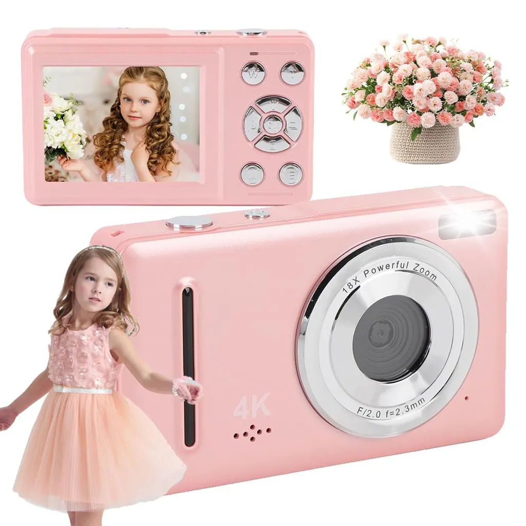 Mini appareil photo compact 4K pour enfant, idéal pour voyage et selfie