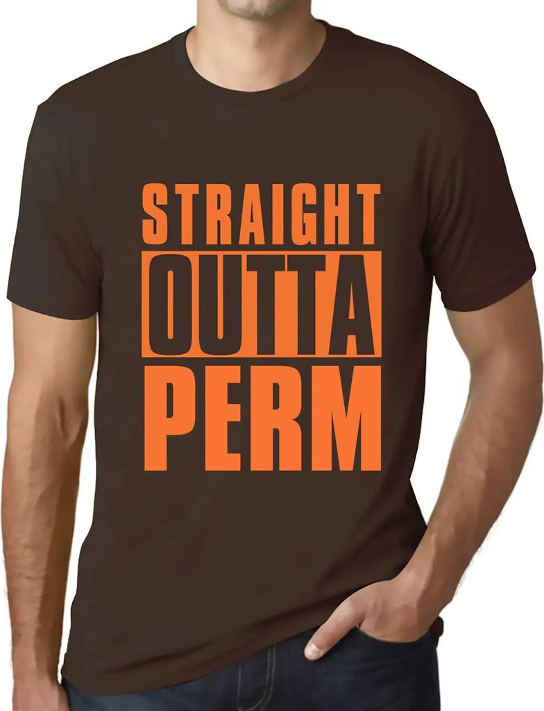 Herren Grafik T-Shirt Direkt aus der Dauerwelle – Straight Outta Perm – Öko-Verantwortlich Vintage Jahrgang Kurzarm Lustige Druck Geburtstag G...