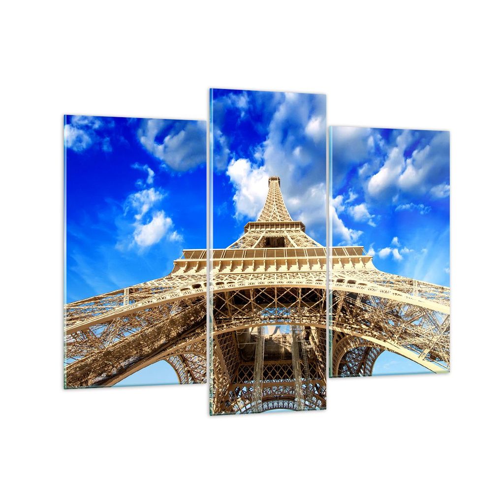Bilder auf glas - Architektur paris stadt eiffel - 130x100cm - Glasbilder - Wandbilder - Kunstdruck - zum Aufhängen bereit - Wanddekoration aus Gl...
