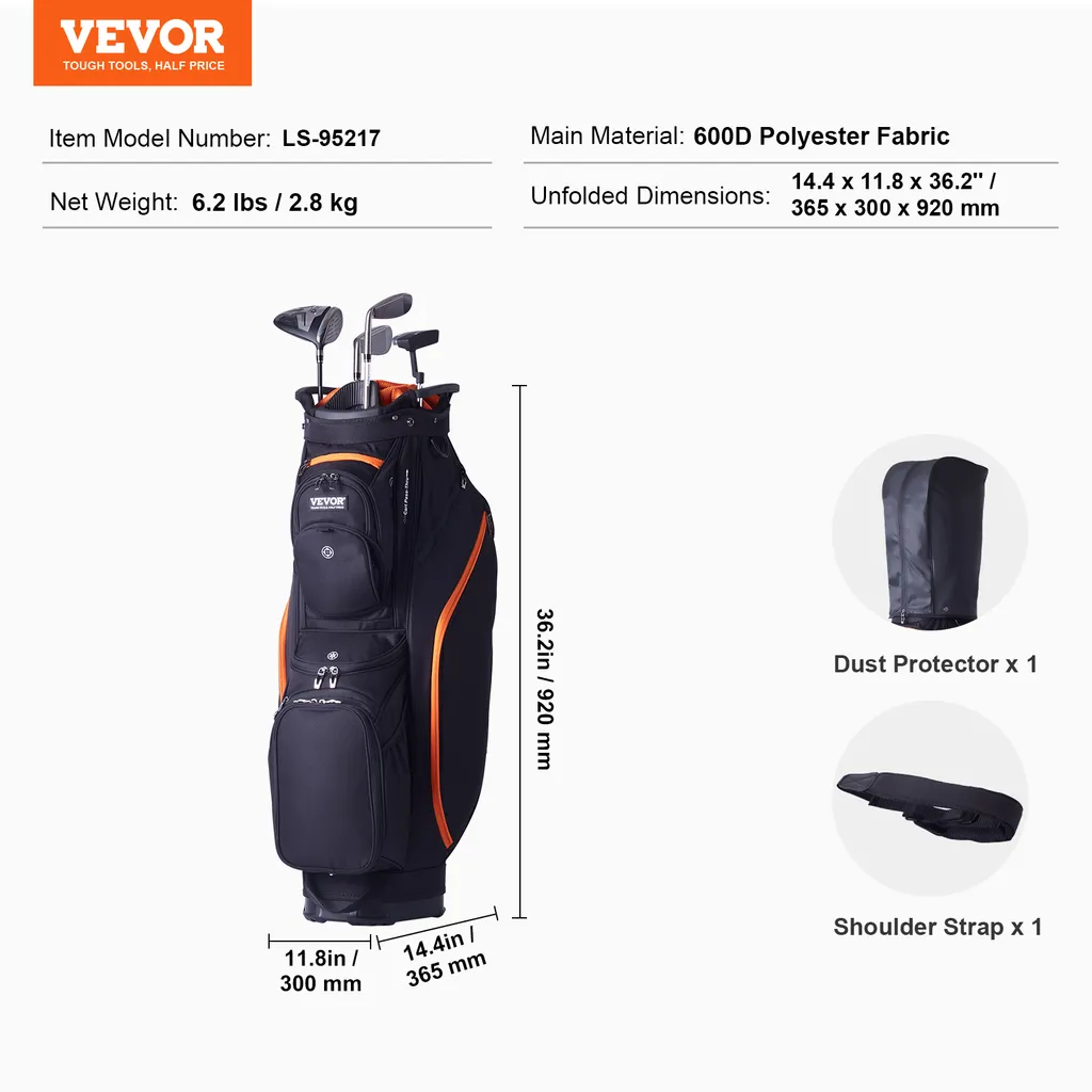 Sac de golf chariot premium robuste avec 14 diviseurs et 13 poches - 7