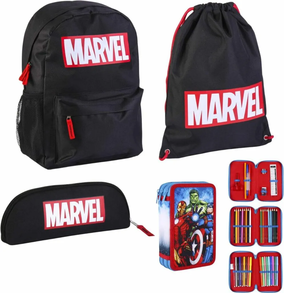 Set Scolaire Marvel Complet avec Sac à Dos Sac de Sport et Trousse Garnie