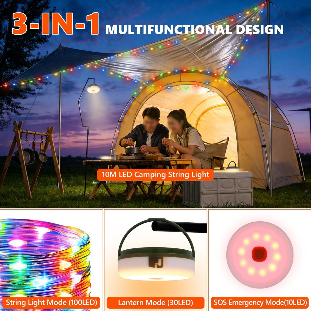 OZAVO LED-Lichterkette Camping Lichterkette Aufrollbar