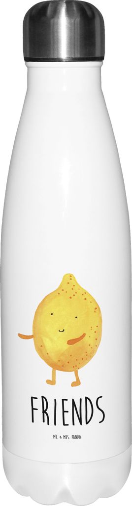 Mr. & Mrs. Panda Trinkflasche Beste Freunde Zitrone - Weiß - Geschenk, Trinkgefäß, trinkflaschen, thermosflaschen, Teeflasche, Wasserflasche, Fe...