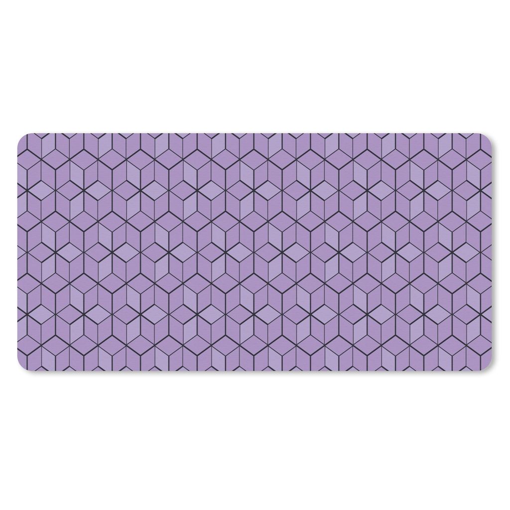 MuchoWow Schreibtischunterlage 3D - Muster - Blöcke 80x40 cm - XXL Mauspad - Gaming Mauspad